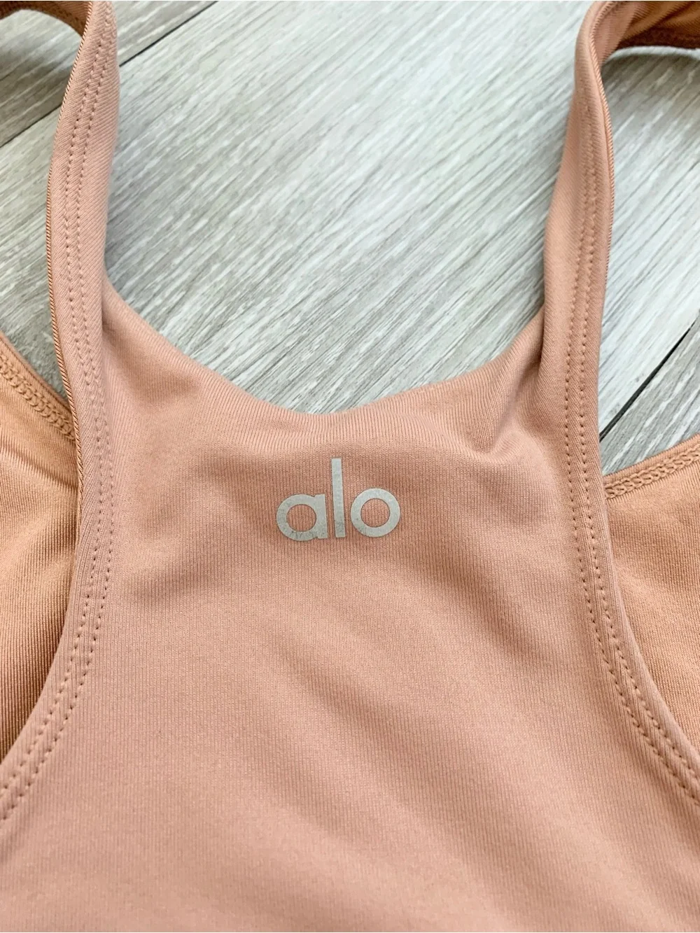 alo Beige Neutral Moonlit Racerback Sports Bra US Medium